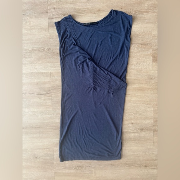 AllSaints Blue Sabie Draped cap sleeve mini dress SZ 2 - Picture 2 of 6
